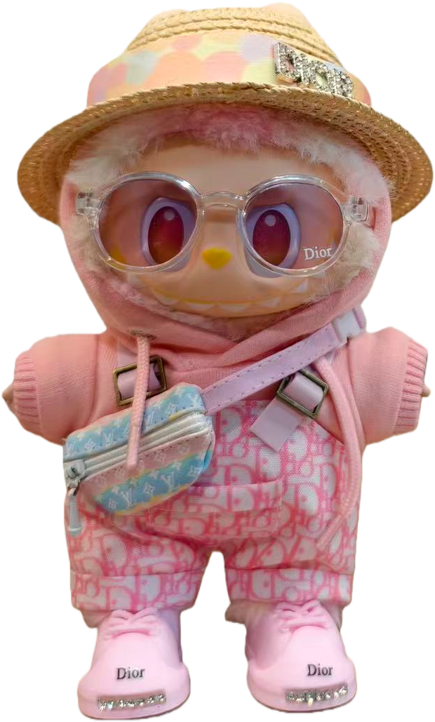 Donkey pink vest knitted hat set(Doll not included)