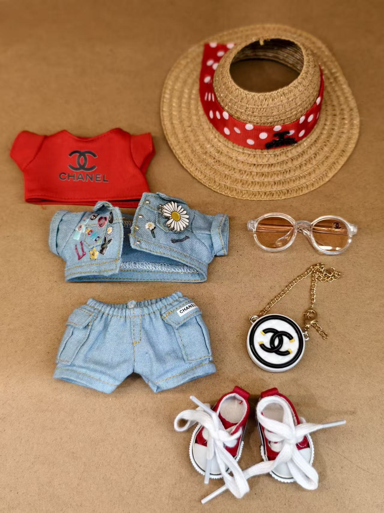GD straw hat denim suit（Doll not included）