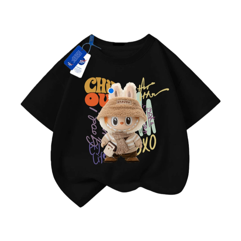 Cartoon Labu pure cotton T-shirt short-sleeved boys and girls children's summer new half-sleeved casual medium and large children's clothing