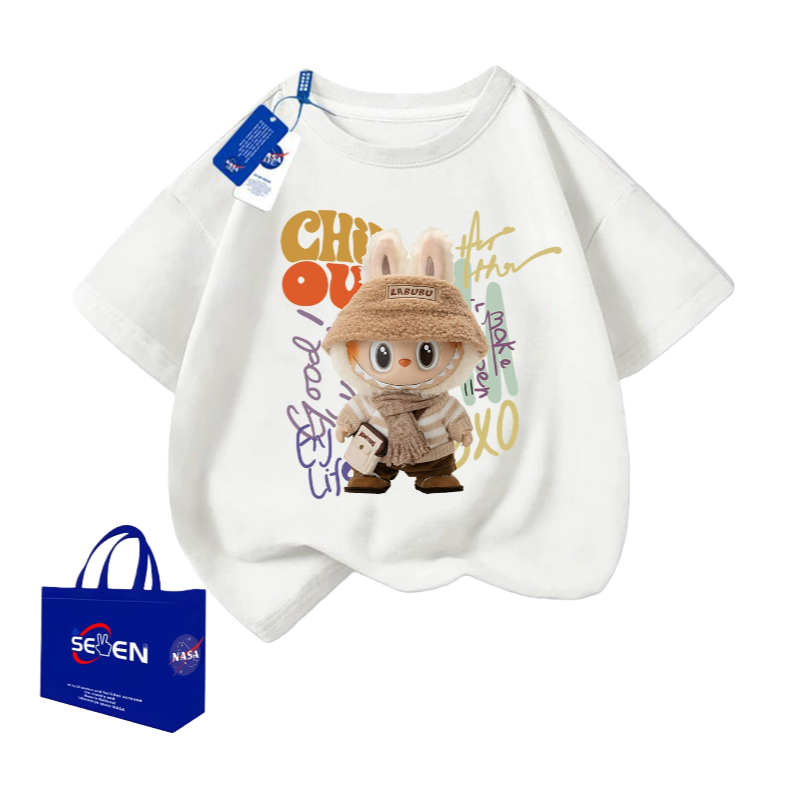 Cartoon Labu pure cotton T-shirt short-sleeved boys and girls children's summer new half-sleeved casual medium and large children's clothing