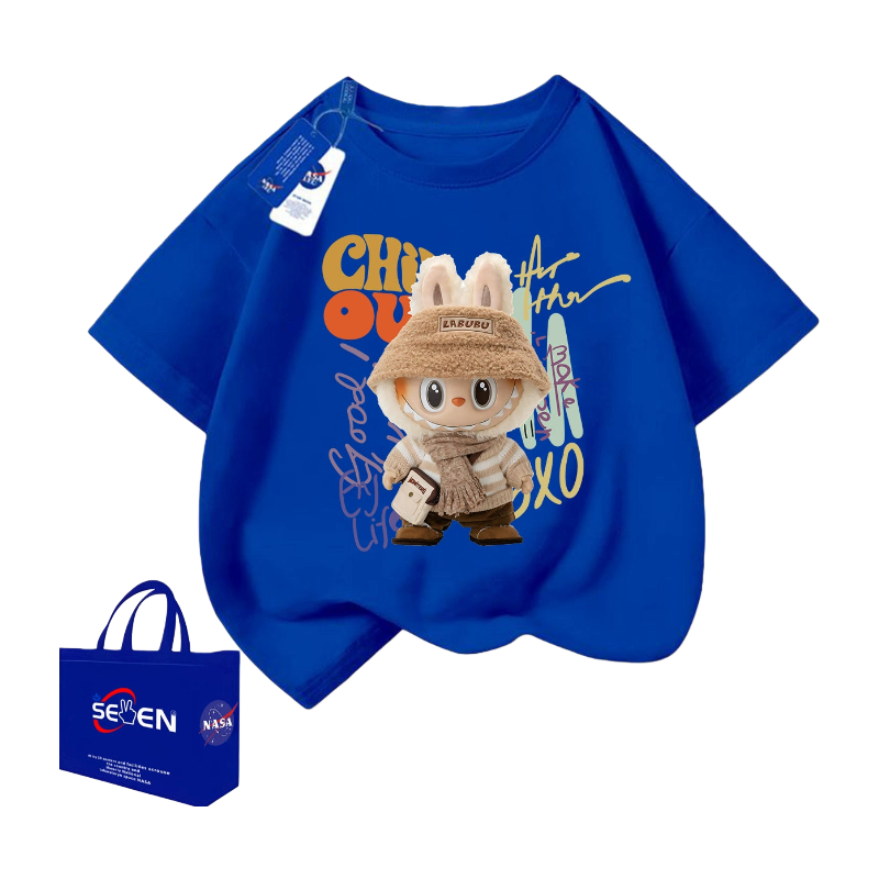 Cartoon Labu pure cotton T-shirt short-sleeved boys and girls children's summer new half-sleeved casual medium and large children's clothing