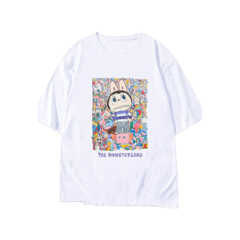 labu short-sleeved T-shirt men's summer 2025 new anime print clothes trendy brand