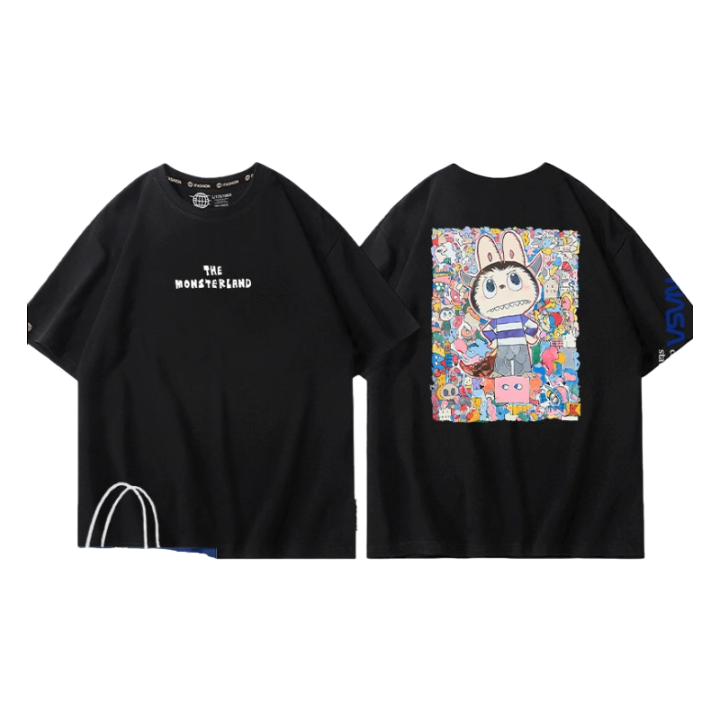 labu short-sleeved T-shirt men's summer 2025 new anime print clothes trendy brand