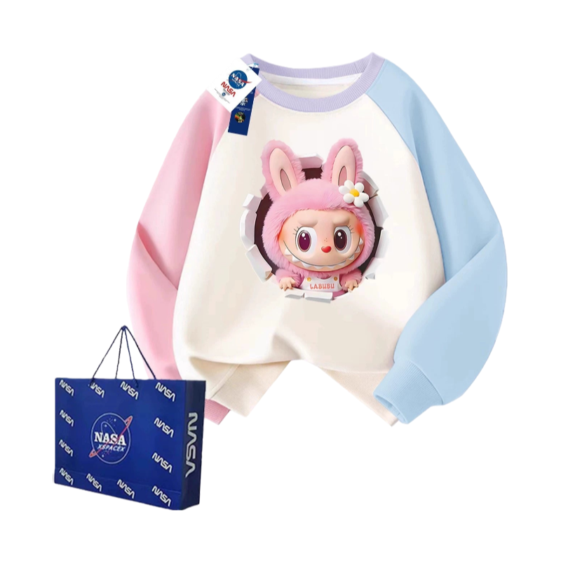 Children's Labu cartoon doll pure cotton long-sleeved T-shirt girl's printed cute bottoming shirt top